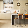 counter stool metal leather woven straps oak solids