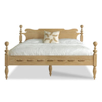 oak bed queen natural wood carved details rope edge limewash