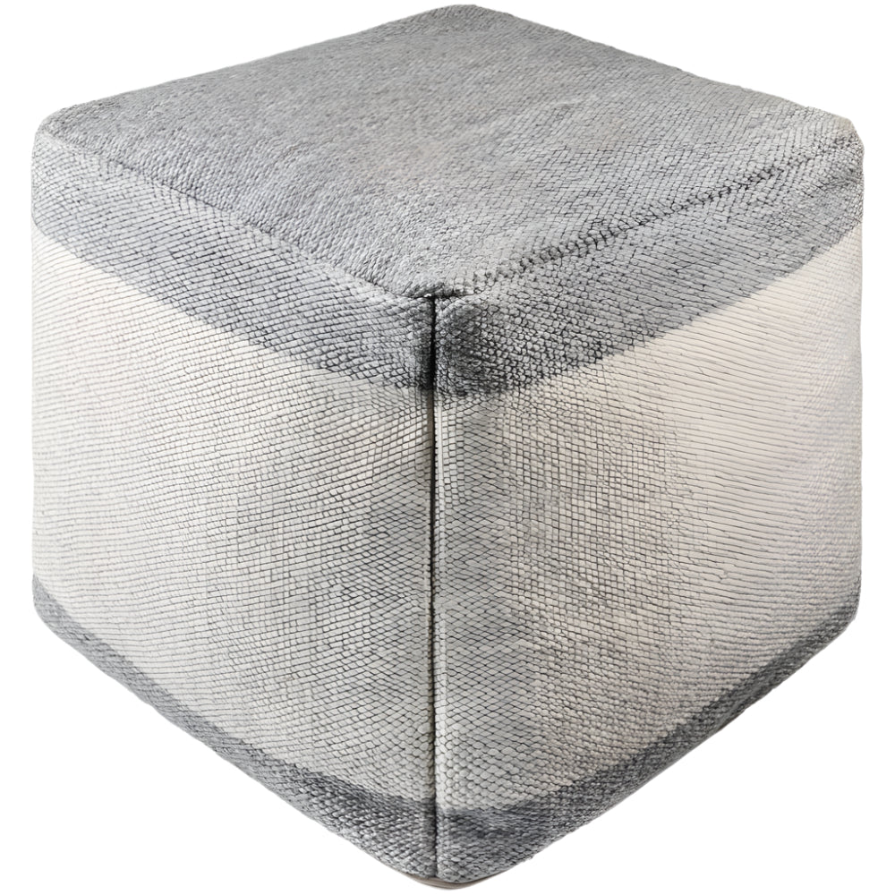 outdoor pouf gray square knife edge woven 