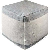 outdoor pouf gray square knife edge woven 
