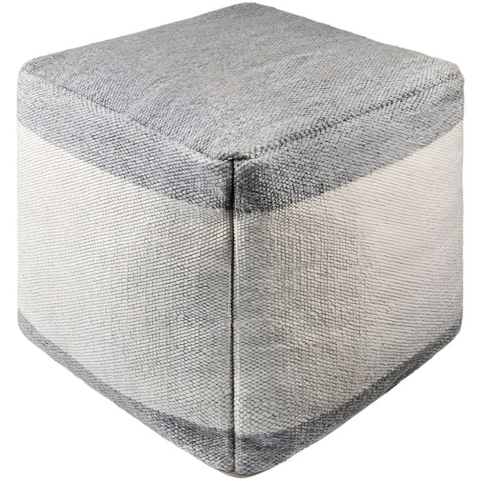 outdoor pouf gray square knife edge woven 