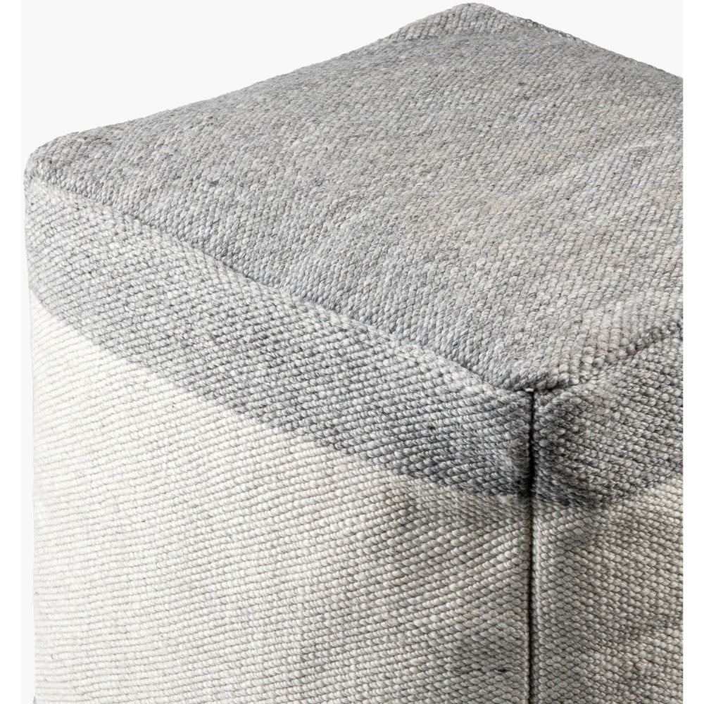 outdoor pouf gray square knife edge woven 