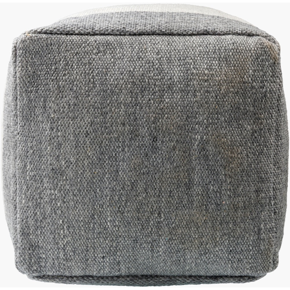 outdoor pouf gray square knife edge woven 