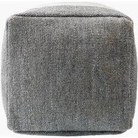 outdoor pouf gray square knife edge woven 