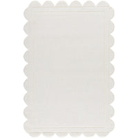 area rug hand loomed wool scalloped edge off white neutral