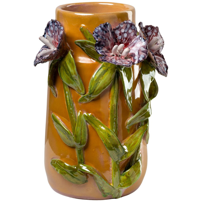 flower vase high-gloss mango purple flowers