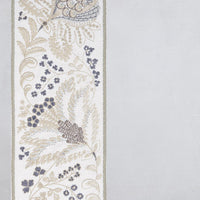 white linen blend drapery panels silver gold embroidered flora edge
