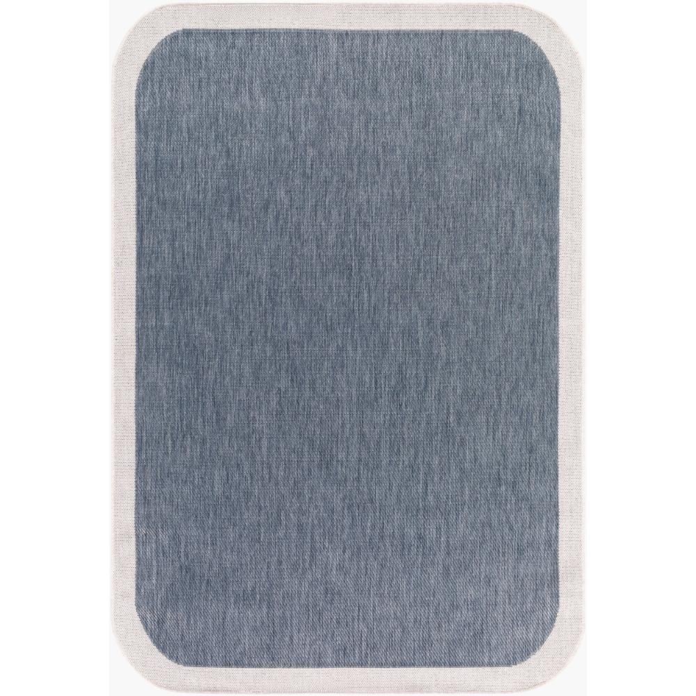 area rug machine woven blue cream edge rounded