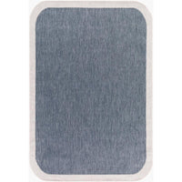 area rug machine woven blue cream edge rounded