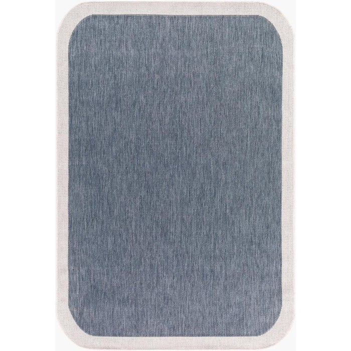 area rug machine woven blue cream edge rounded