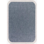 area rug machine woven blue cream edge rounded