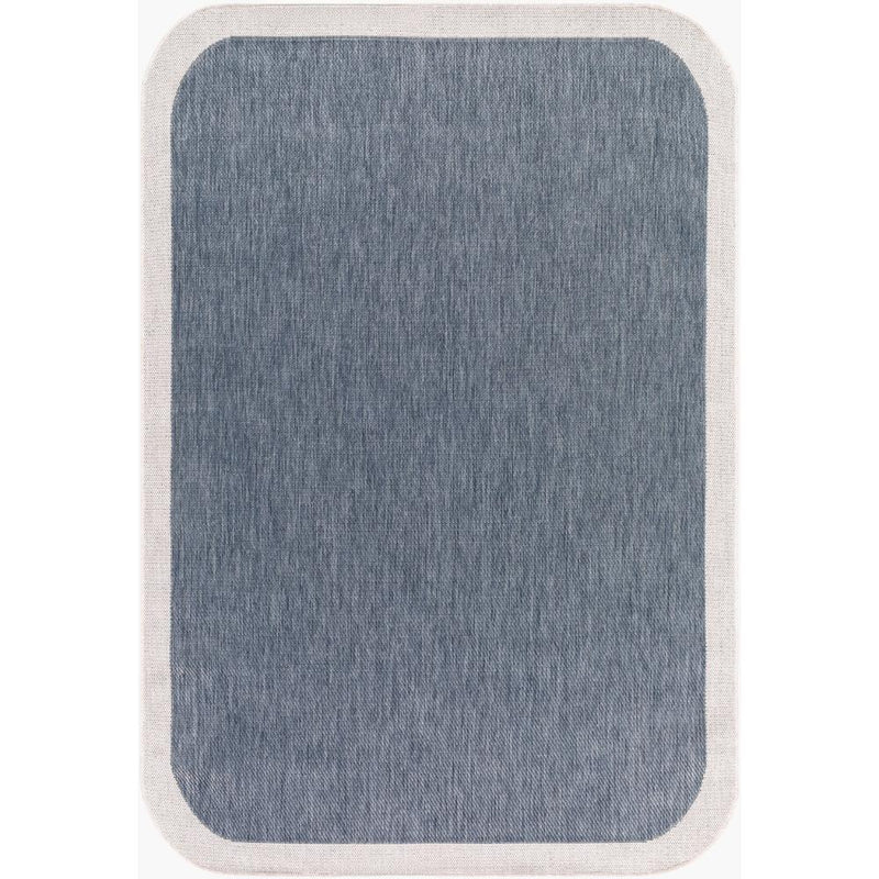 area rug machine woven blue cream edge rounded