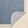 area rug machine woven blue cream edge rounded