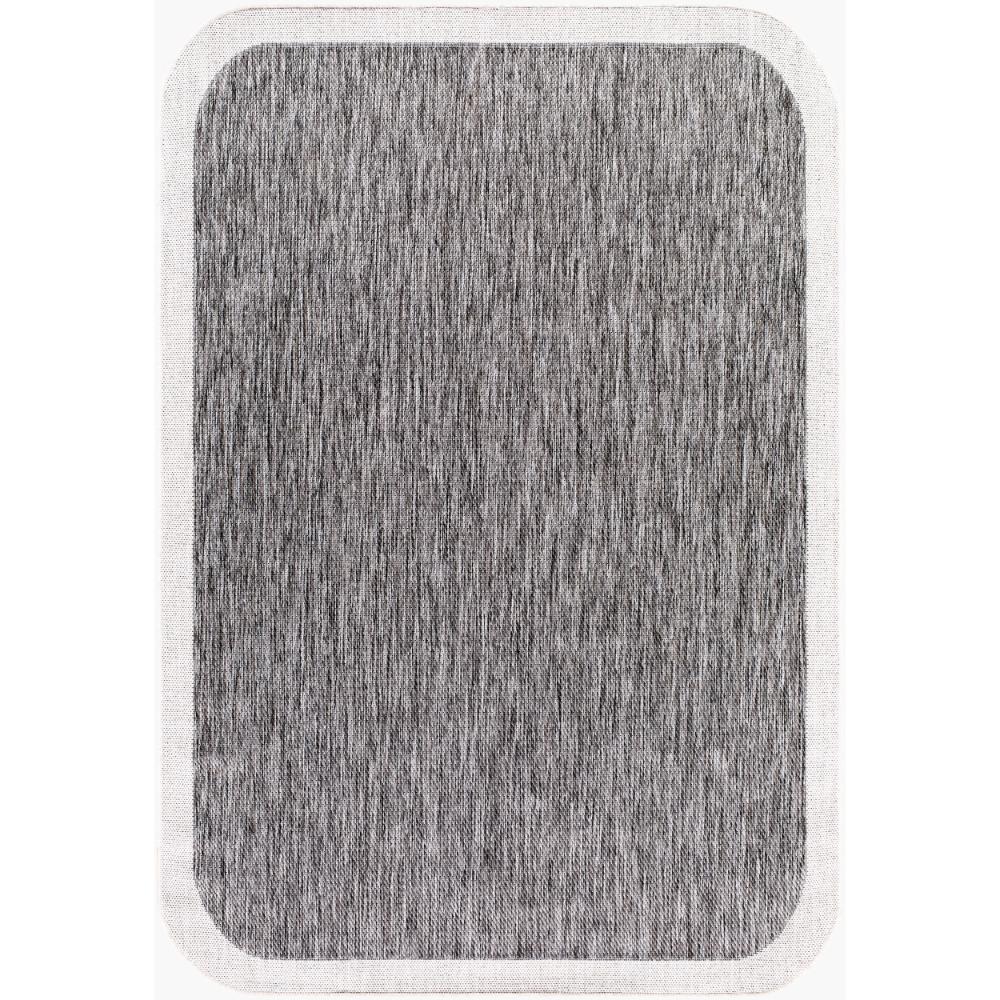 area rug machine woven charcoal gray cream edge rounded