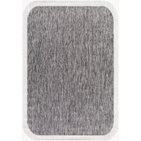 area rug machine woven charcoal gray cream edge rounded