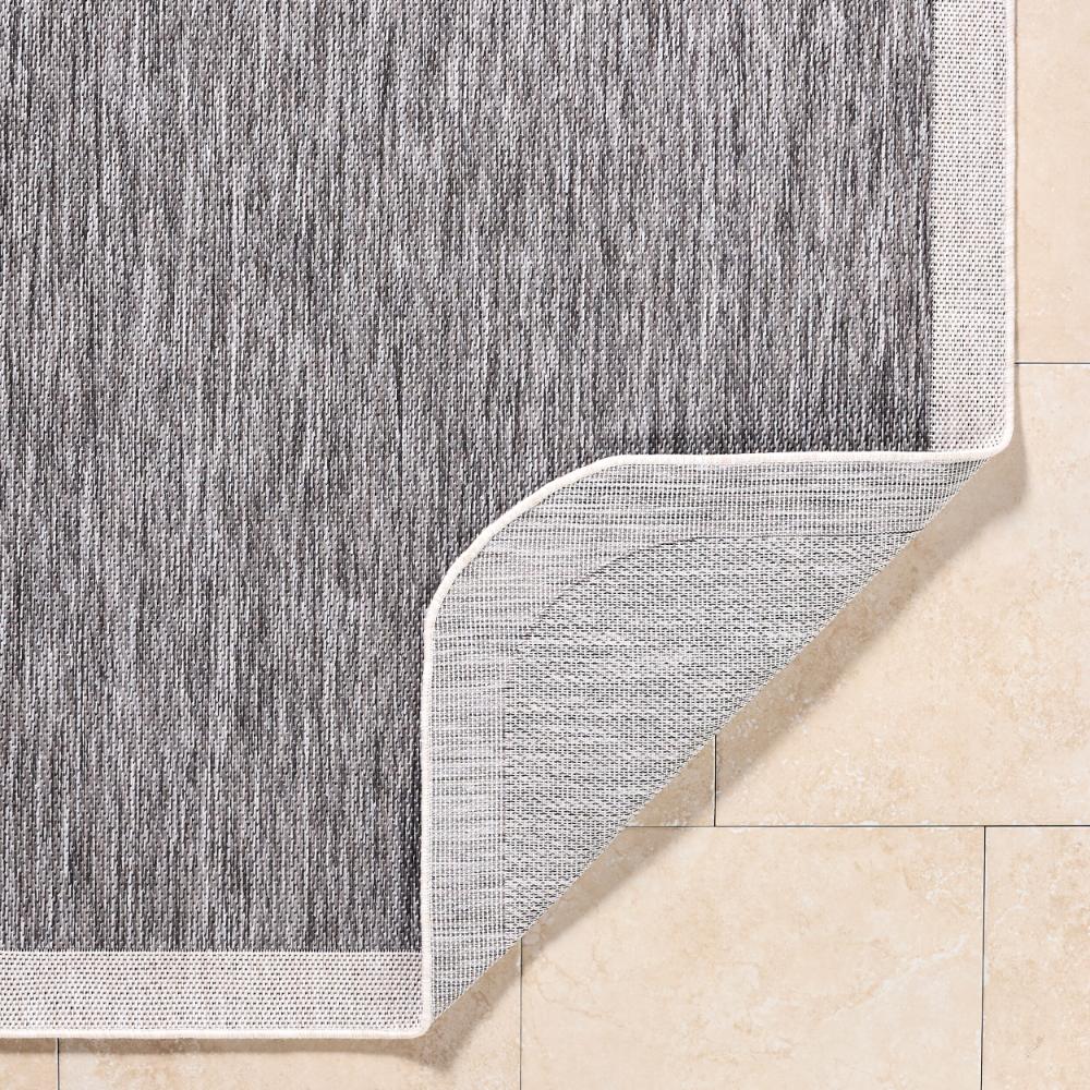 area rug machine woven charcoal gray cream edge rounded