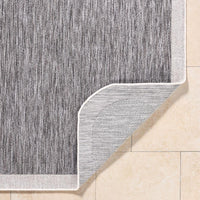 area rug machine woven charcoal gray cream edge rounded