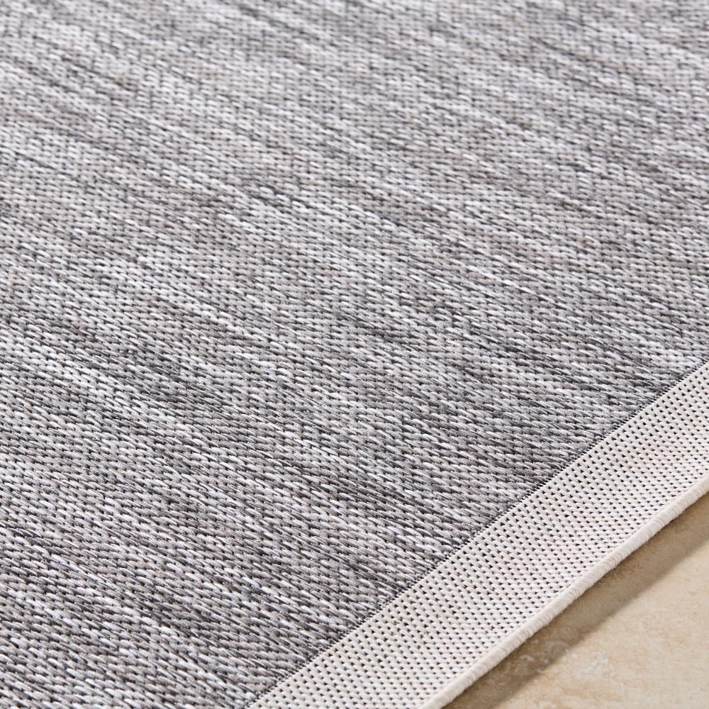 area rug machine woven charcoal gray cream edge rounded