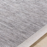 area rug machine woven charcoal gray cream edge rounded