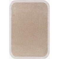 area rug machine woven neutral tan cream edge rounded