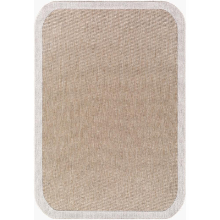 area rug machine woven neutral tan cream edge rounded