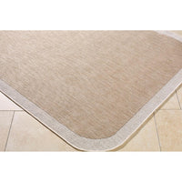 area rug machine woven neutral tan cream edge rounded