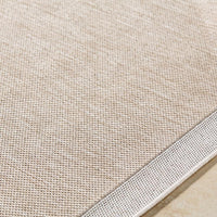 area rug machine woven neutral tan cream edge rounded