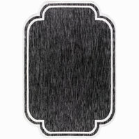 area rug machine woven black white scalloped edge