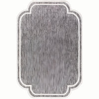 area rug machine woven charcoal white scalloped edge
