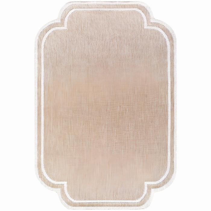 area rug machine woven natural cream scalloped edge 
