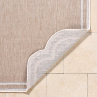 area rug machine woven natural cream scalloped edge 
