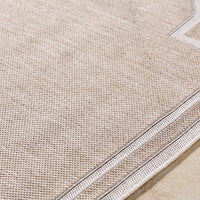 area rug machine woven natural cream scalloped edge 