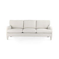 sofa three cushion white upholstered fabric handmade