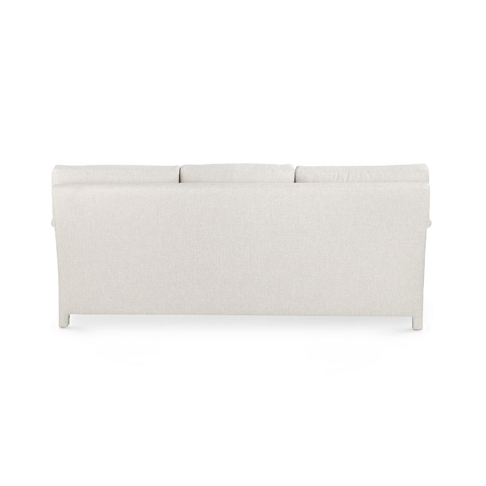 sofa three cushion white upholstered fabric handmade