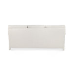 sofa three cushion white upholstered fabric handmade