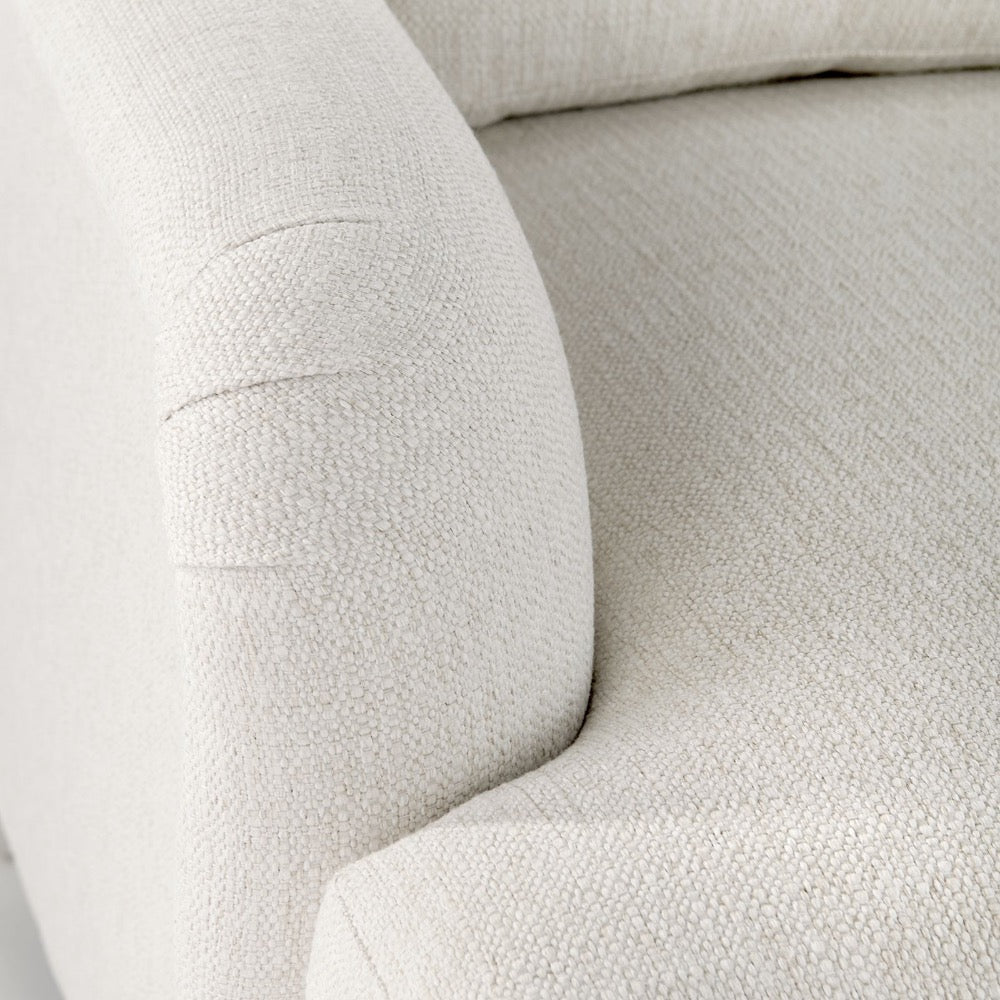 sofa three cushion white upholstered fabric handmade