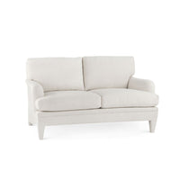 loveseat two cushion white upholstered fabric handmade