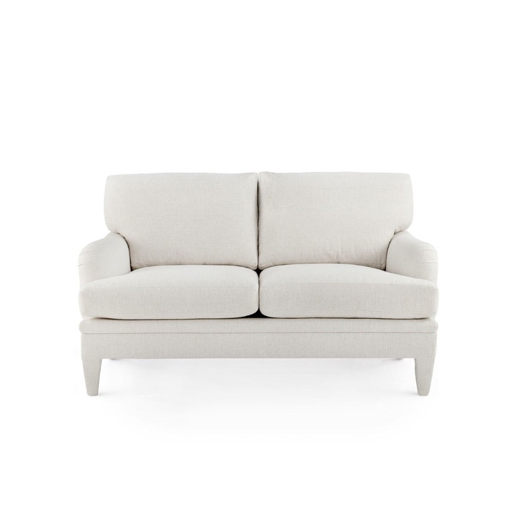 loveseat two cushion white upholstered fabric handmade