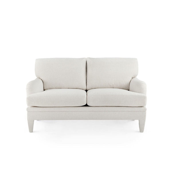 loveseat two cushion white upholstered fabric handmade