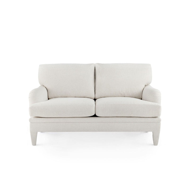 loveseat two cushion white upholstered fabric handmade