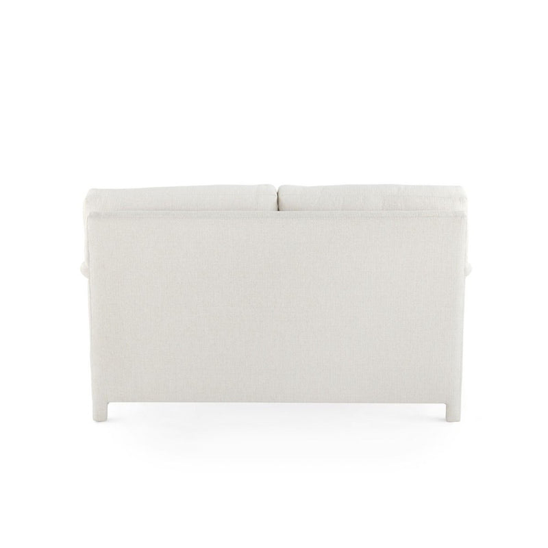 loveseat two cushion white upholstered fabric handmade