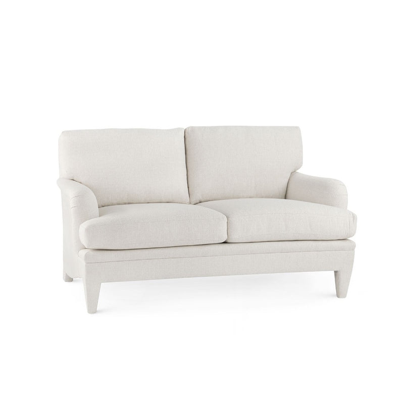loveseat two cushion white upholstered fabric handmade