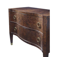 chest walnut brown burl brass ring pulls tapered legs