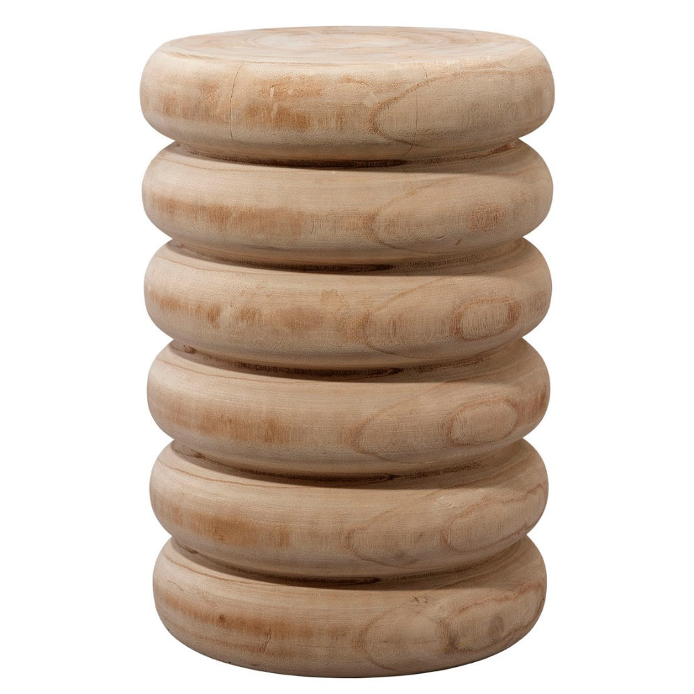 round wood discs side table natural finish