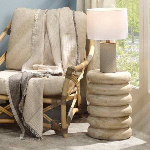 round wood discs side table natural finish