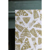 white flour sack tea towel green yellow printed moths