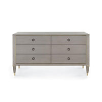 Taupe Gray 6 drawer extra large dresser bronze pulls
