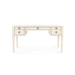 blanched oak and champagne accent desk 5 drawers tapered legs