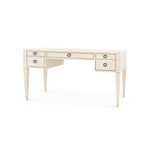 blanched oak and champagne accent desk 5 drawers tapered legs