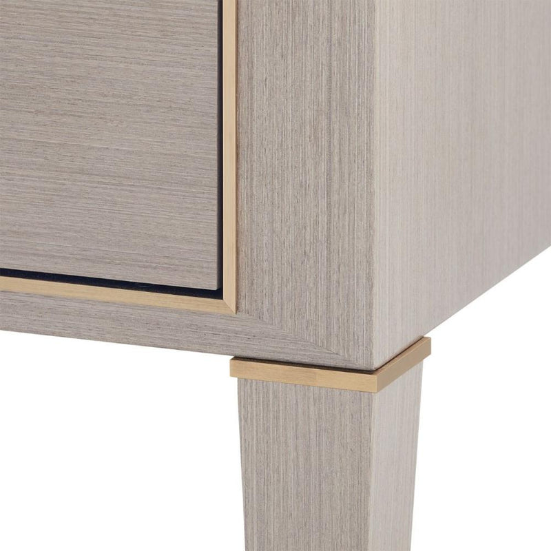 taupe gray and champagne accent desk 5 drawers tapered legs